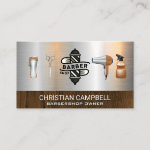 Barber Pole Barber Shop Metallic Barber Tools Business Card
