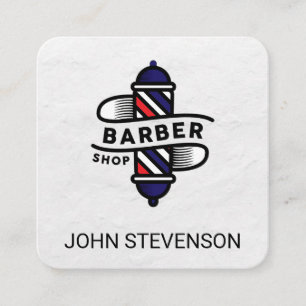 Barber Pole   Barber Shop   Wood Square Business Card