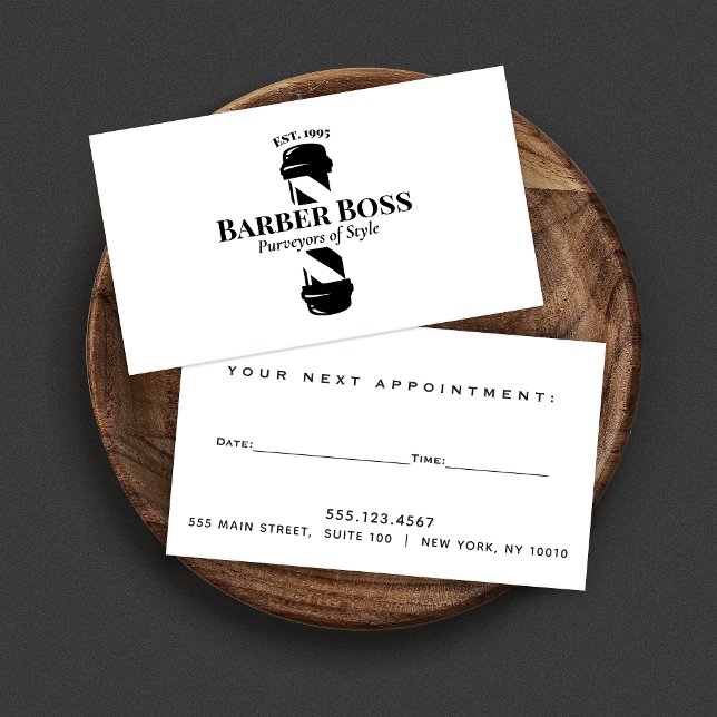 Barber Pole Barbershop Appointment Reminder Busine Business Card (Creator Uploaded)