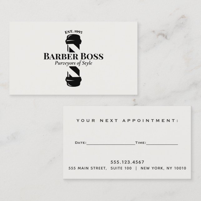Barber Pole Barbershop Appointment Reminder Busine Business Card (Front/Back)