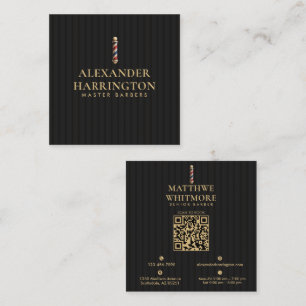 Barber Pole Black Ivory Barber Shop Hair Stylist Square Business Card