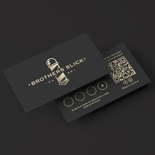 Barber Pole Classic Modern Barbershop Black 8 Loyalty Card