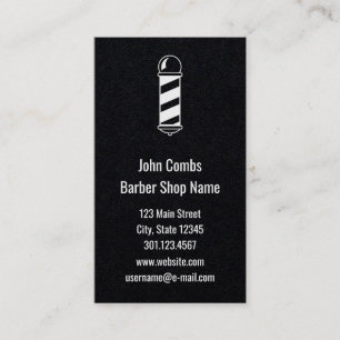 Barber Pole Custom Black and White Business Card