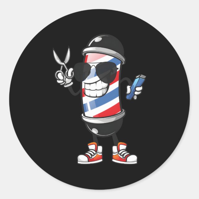Barber Pole For Barbershop Haircut Barber Classic Round Sticker (Front)