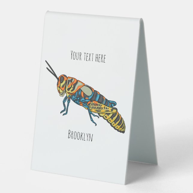 Barber pole grasshopper cartoon illustration  (Front)