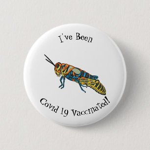 Barber pole grasshopper cartoon illustration  6 cm round badge