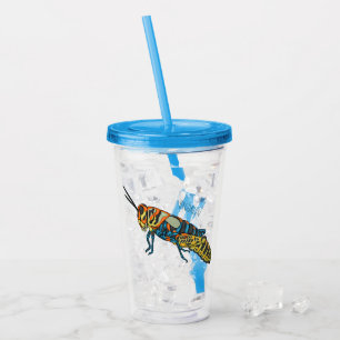 Barber pole grasshopper cartoon illustration acrylic tumbler