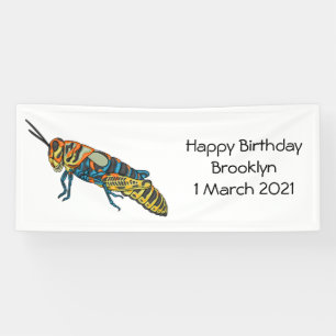 Barber pole grasshopper cartoon illustration banner