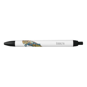 Barber pole grasshopper cartoon illustration black ink pen