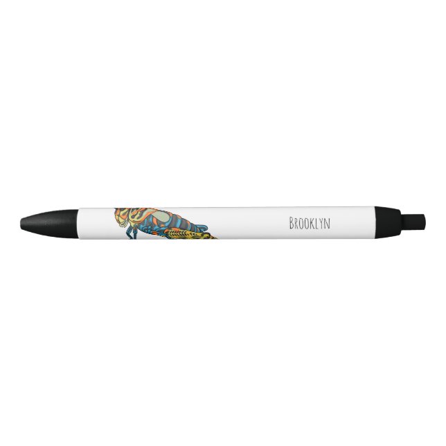 Barber pole grasshopper cartoon illustration  black ink pen (Front)