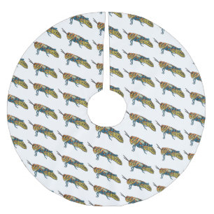 Barber pole grasshopper cartoon illustration brushed polyester tree skirt