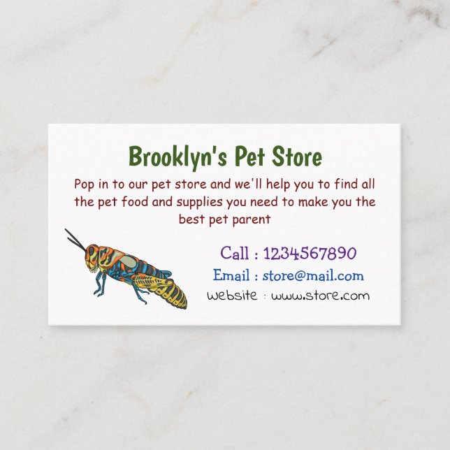 Barber pole grasshopper cartoon illustration business card (Front)