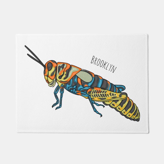 Barber pole grasshopper cartoon illustration  doormat (Front)