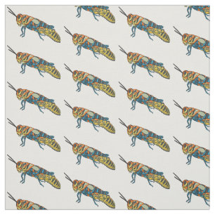Barber pole grasshopper cartoon illustration fabric