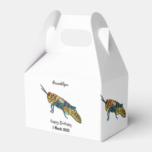 Barber pole grasshopper cartoon illustration favour box