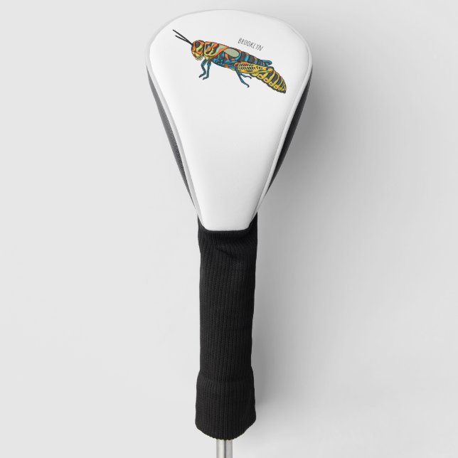 Barber pole grasshopper cartoon illustration  golf head cover (Front)