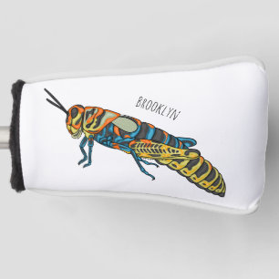 Barber pole grasshopper cartoon illustration  golf head cover