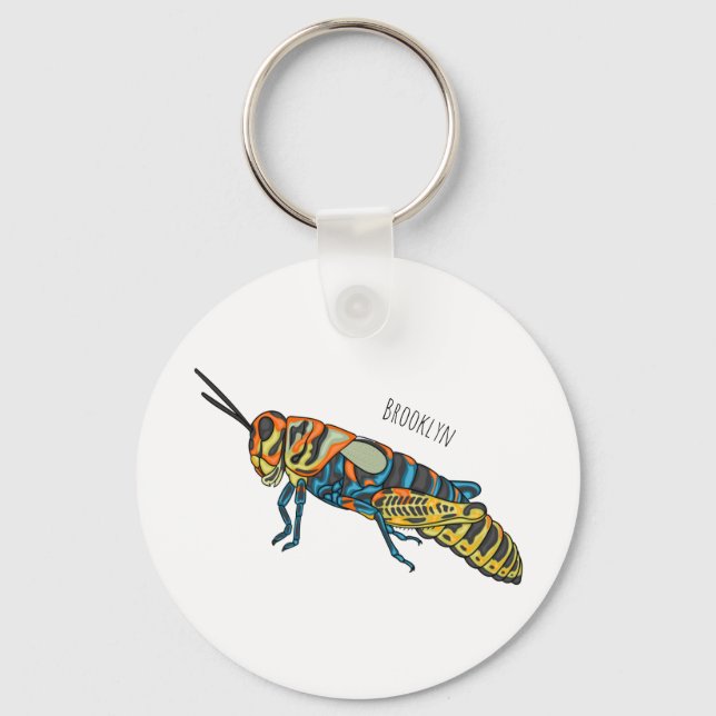 Barber pole grasshopper cartoon illustration  key ring (Front)