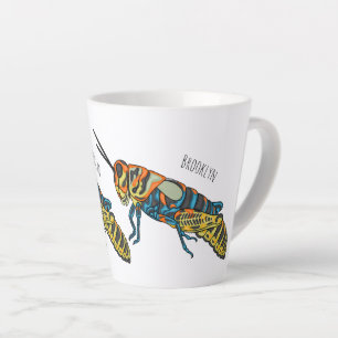 Barber pole grasshopper cartoon illustration  latte mug
