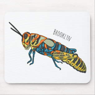 Barber pole grasshopper cartoon illustration mouse mat