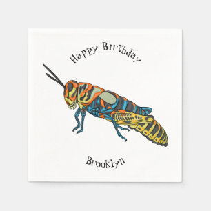 Barber pole grasshopper cartoon illustration napkin