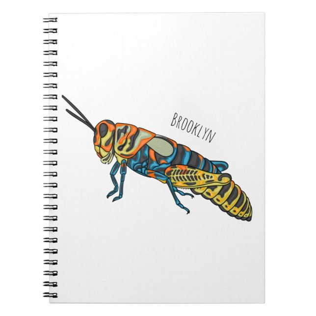 Barber pole grasshopper cartoon illustration  notebook (Front)