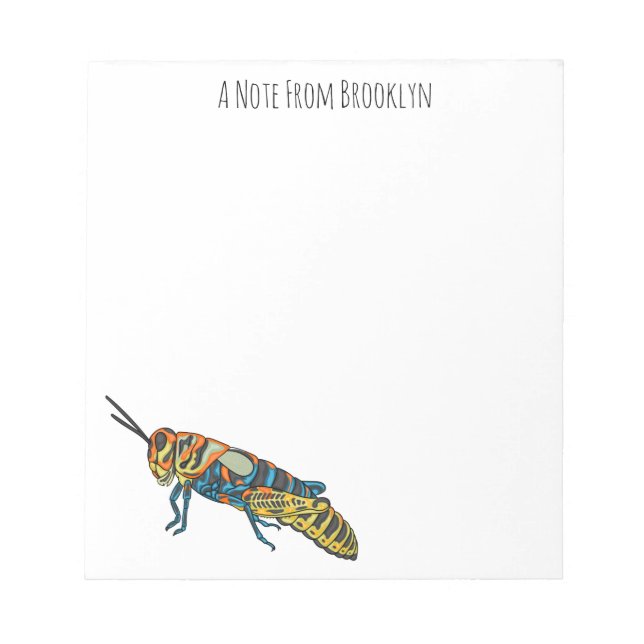 Barber pole grasshopper cartoon illustration  notepad (Front)