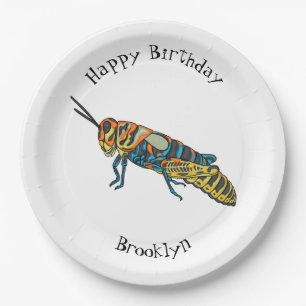 Barber pole grasshopper cartoon illustration paper plate