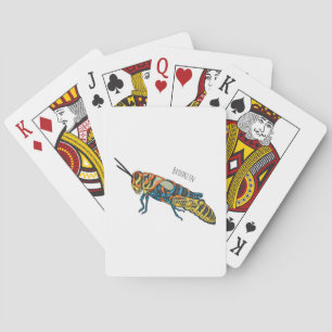 Barber pole grasshopper cartoon illustration playing cards