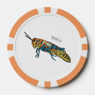 Barber pole grasshopper cartoon illustration poker chips