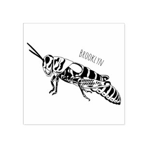 Barber pole grasshopper cartoon illustration rubber stamp