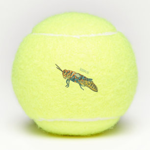 Barber pole grasshopper cartoon illustration tennis balls