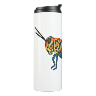 Barber pole grasshopper cartoon illustration  thermal tumbler
