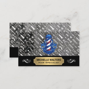Barber Pole   Hair Cutting Tools Business Card