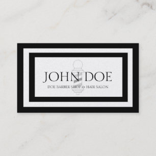 Barber Pole Hair Stylist Black Borders Gold Paper Business Card