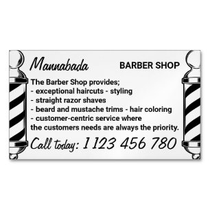 Barber pole haircut mobile barbershop 	Magnetic business card