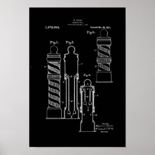 Barber Pole Illustration Black Art Poster
