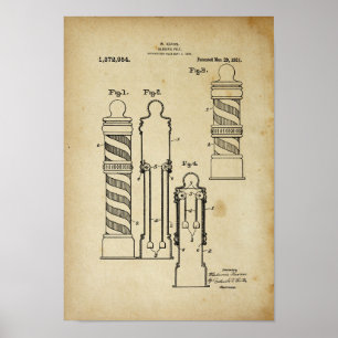 Barber Pole Illustration Old Look patent print