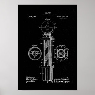 Barber Pole Illustrations Patent Print Poster