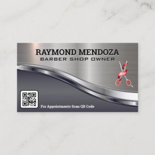 Barber Pole Logo   QR Code   Scissors Business Card