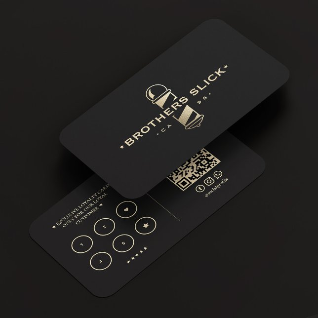 Barber Pole Modern Barbershop ElegantBlack Loyalty Business Card (Barber Pole Modern Barbershop ElegantBlack Loyalty Business Card
)