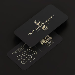 Barber Pole Modern Barbershop ElegantBlack Loyalty Business Card