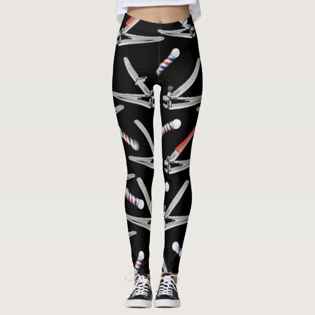 Barber Pole Nail Clippers Leggings (Front)