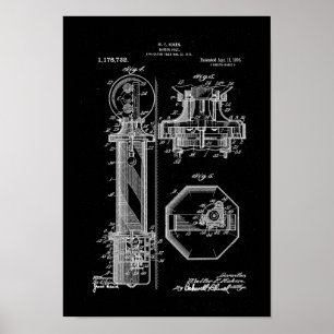 Barber Pole Poster Patent Illustrations black