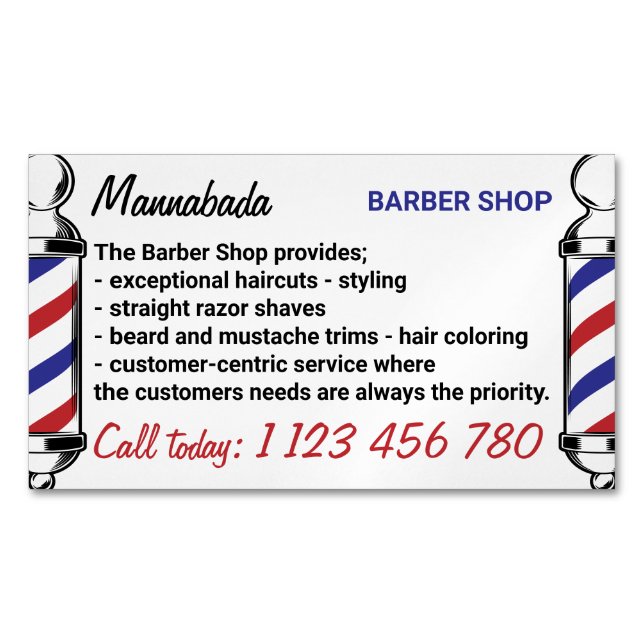 Barber Pole Supply Services Magnetic Business Card (Front)