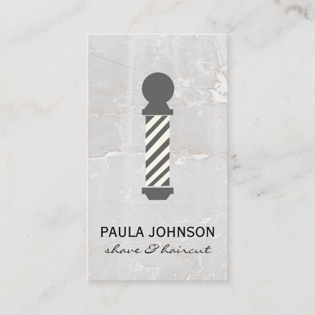 Barber Pole | White Stone | Scissors Business Card (Front)