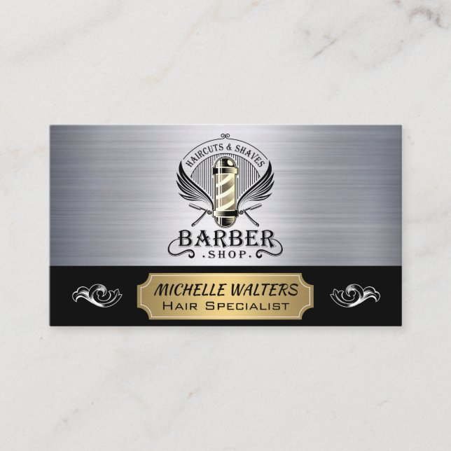 Barber Poles | Haircut and Shaves Business Card (Front)