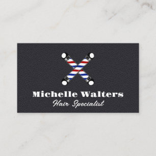 Barber Poles Logo   Leather Texture Business Card