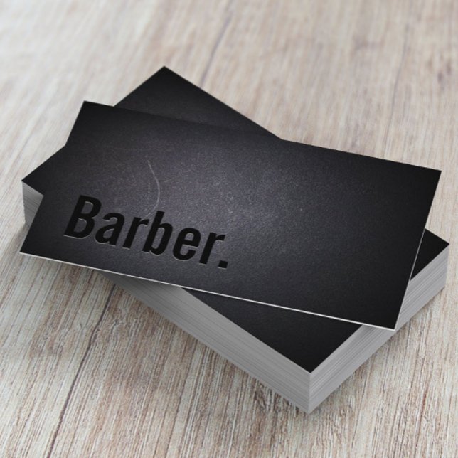 Barber Professional Black Minimalist Business Card (Creator Uploaded)