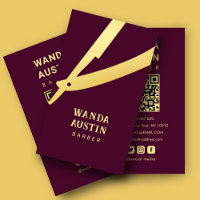 Barber Razor Burgundy And Gold Qr Code 